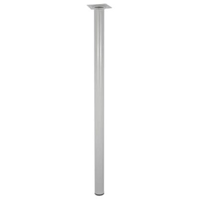 Abbildung von Wagner Möbelbein/Tischbein/Möbelfuß Classic Retro Ø 30 x 600 mm, integrierte Anschraubplatte 60 Innengewinde 10 Stahl pulverbeschichtet Aluminium Silber 12126001