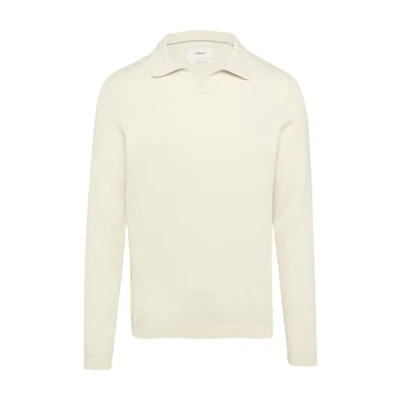 Abbildung von s.Oliver Black Label Polokragen UND Seide Sweatshirt, Herren, Größe: Medium, Wollweiß