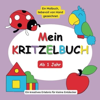 Abbildung von Kritzelbuch ab 1 Jahr: Liebevoll gezeichnetes Malbuch für Kleinkinder 60 große Motive zum Ausmalen Jahr Fördert Kreativität und Motorik
