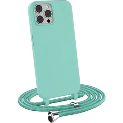 Abbildung von MyGadget Handykette für iPhone 12 Pro [ Hülle mit verstellbaren Band ] TPU Handyhülle Handyband zum Umhängen Kordel Schnur Case Schutzhülle Mintgrün