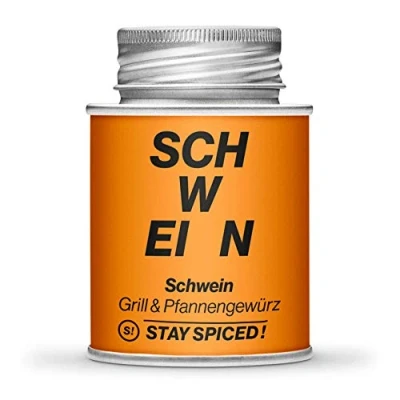 Abbildung von STAY SPICED ! Barbecue for Champions I Köstliches Schwein Grill Pfannen Gewürz Leichte Schärfe Ideal für helles Fleisch Verpackt in edler 170 ml Schraubdose