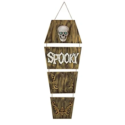 Abbildung von EUROPALMS Halloween Geistersarg, animiert 150cm Gruseliger Deko Sargdeckel mit Totenschädel