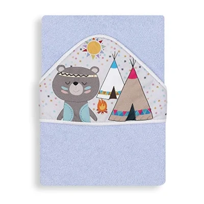 Abbildung von Interbaby 01131 01 Baby Kapuzenbadetuch INDIO blau, Blau