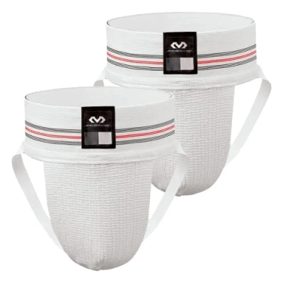 Abbildung von McDavid Herren Normal Jockstrap Sportbandage mit Stretch Mesh Tasche, athletische Unterstützer, 2 Stück, Weiss/opulenter Garten, X Large
