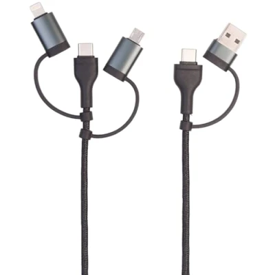Abbildung von Callstel Handykabel: 6in1 Schnelllade &amp; Datenkabel USB A/C zu C/MicroUSB, 3A/60W, 0,3m (Ladekabel mit 2.0, Kombi Ladekabel Handy, Anschlusskabel)
