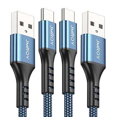 Abbildung von USB C Kabel [1M+2M 2 Pack] 3.1A Schnellladekabel auf Ladekabel für Samsung Galaxy A51 A50 A41 A40 A71 A21s A20 A20e S8 S9 S10 S20 fe,Note 10 9 8,Huawei P40 P30 P20 P10 P9