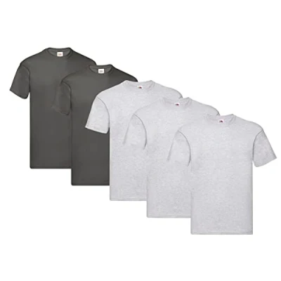 Abbildung von Fruit of the Loom Herren Original T. T Shirt, 3Grau 2Graphit, XL (5er Pack) + 1HL Kauf Notizblock