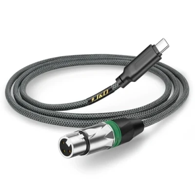 Abbildung von J&amp;D USB C auf XLR Mikrofon Audio Kabel für Audioaufnahmen, Dynamisches Mikrofon, Geflochtenes Weibliches Mikrofonkabel, Kompatibel mit iPhone 15/16 Serie, 2 M