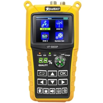 Abbildung von VF6800P Sat Finder für DVB S/S2 (SAT) T/T2 (Terrestrisch H.265) und C (Kabel), Messgerät Satelliten Finder, Satfinder Astra 19.2 digital(kein TV Bild)