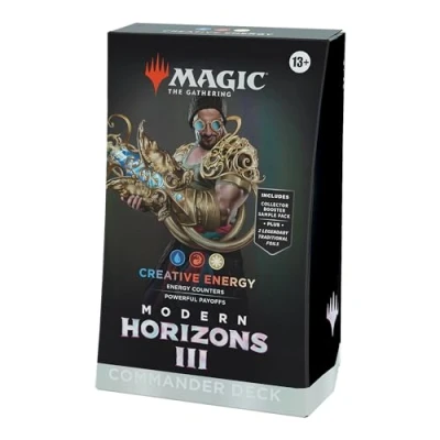 Abbildung von Magic: The Gathering Modern Horizons 3 Commander Deck Kreative Energie (Deck mit 100 Karten, Sammler Booster Probepackung 2 Karten + Zubehör) (English Version)