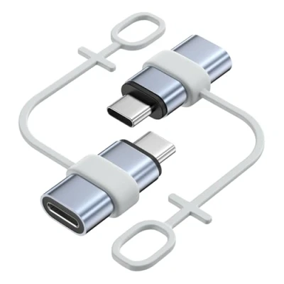 Abbildung von MoKo Lightning auf USB C Adapter 2 Stück, mit Laden Datenübertragung für iPhone 16/15 Pro Max Plus, iPad, Galaxy S24/S23, Anti Lost Loop, Nicht Audio/OTG, Grau