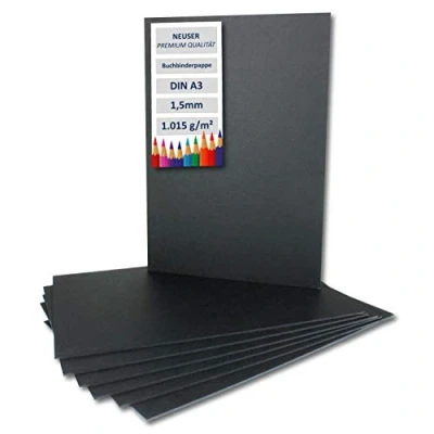 Abbildung von NEUSER PAPIER 20x Buchbinderpappe DIN A3 in Schwarz, Stärke: 1,5 mm, Grammatur: 1.015 g/m²