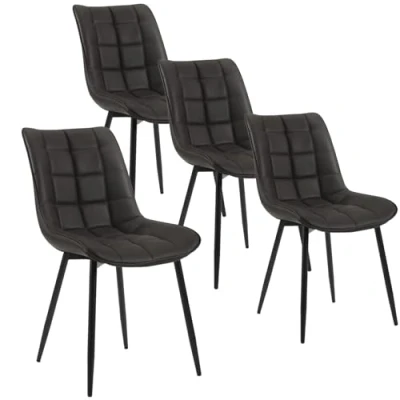 Abbildung von WOLTU 4 x Esszimmerstühle 4er Set Esszimmerstuhl Küchenstuhl Polsterstuhl Design Stuhl mit Rückenlehne, Sitzfläche aus Kunstleder, Gestell Metall, Anthrazit, BH207an