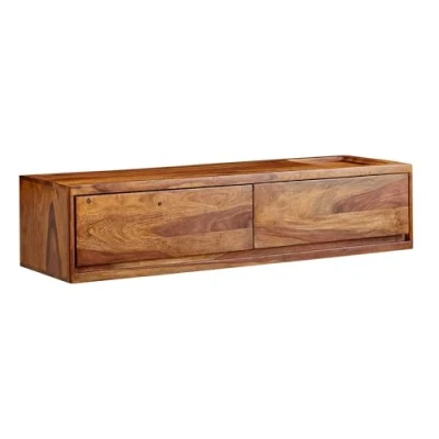 Abbildung von FINEBUY Lowboard FB79721 (Lowboard Hängend Sheesham Massivholz 108x25x34 cm), TV Schrank mit Stauraum, Fernsehkommode Modern