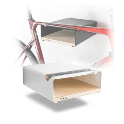 Abbildung von PARAX Fahrradhalter Wandhalterung für Fahrrad Indoor Aufbewahrung Aufhängung aus Aluminium &amp; Holz Fahrradträger Birke M