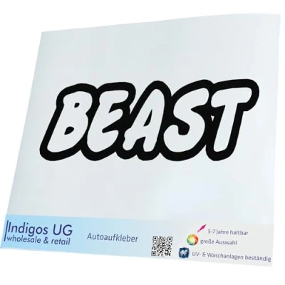 Abbildung von INDIGOS UG Aufkleber Autoaufkleber JDM Die Cut Auto 210x70 mm Beast schwarz Heckscheibe Heckscheibenaufkleber Sticker Tuning