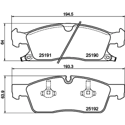 Abbildung von HELLA 8DB 355 019 551 Bremsbelagsatz mit akustischer Verschleißwarnung JEEP: GRAND CHEROKEE 4, DODGE: Durango