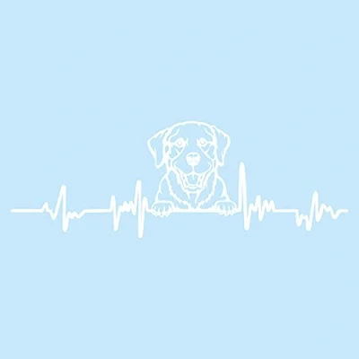 Abbildung von Finest Folia Aufkleber Herzschlag Tiere Breite 27cm Lifeline Heartbeat Deko Sticker Selbstklebend für Auto Kühlschrank Laptop Autoaufkleber K150 (Weiß Glanz, 18 Labrador)