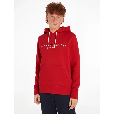 Abbildung von Tommy Hilfiger LOGO Hoody Kapuzenpullover, Herren, Größe: Large, Red