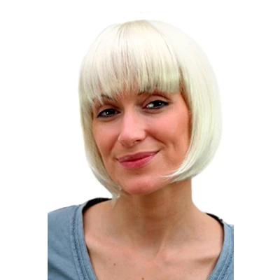 Abbildung von WIG ME UP 703 613 Bob Perücke Platinblond Perlblond kinnlange kurze Haare mit Pony Frisur