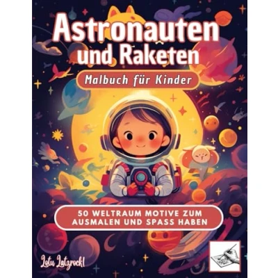 Abbildung von Astronauten und Raketen Malbuch für Kinder: 50 Weltraum Motive zum Ausmalen Spass haben