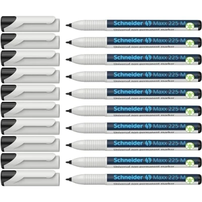 Abbildung von Schneider Maxx 225 M Universal Marker (non permanent, feucht abwischbar, 1,0 mm) 10er Packung schwarz