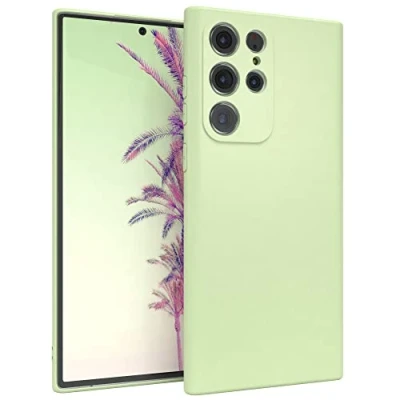Abbildung von EAZY CASE Handyhülle Silikon mit Kameraschutz kompatibel Samsung Galaxy S22 Ultra 5G in Pastell Grün, dünn, Slimcover, Silikonhülle, Hülle, Softcase, Backcover