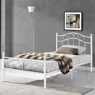 Abbildung von en.casa Metallbett, »Damur« weiß 120x200cm mit geschwungenem Kopfteil