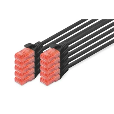 Abbildung von DIGITUS LAN Kabel Cat 6 0,5m 10 Stück RJ45 Netzwerkkabel UTP Ungeschirmt Kompatibel zu 6A &amp; 5e Schwarz