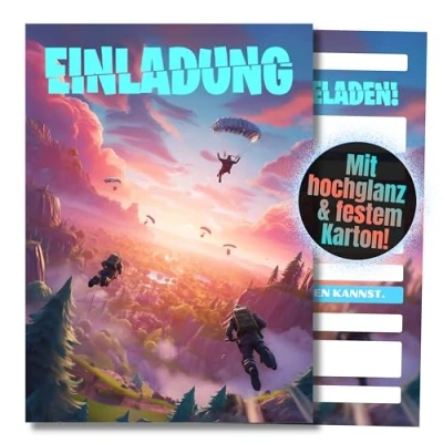 Abbildung von HIDEBLOOM I Gaming Einladungskarten Kindergeburtstag Junge Mädchen 12 Stück DIN A6 (10,5 cm x 14,8 cm) Einladung Geburtstag Jungen Einladungskarte Teenager Party