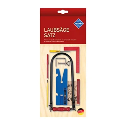 Abbildung von Pebaro 703P Laubsäge Set , 16 Teile, komplettes für Laubsägearbeiten, mit Vorlage aus Holz, Laubsägebogen made in Germany, Laubsägen, Basteln, Bastelset, Geschenkidee Kinder