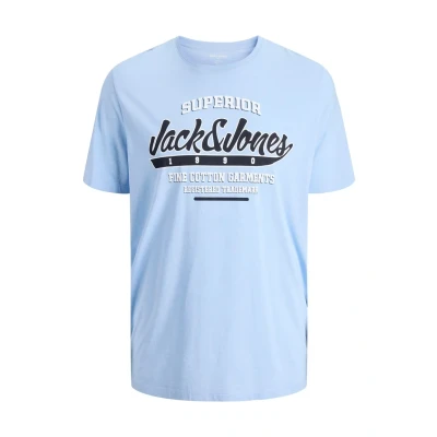 Abbildung von Jack &amp; Jones Jjelogo SS Oneck PLS Tshirt print, Herren, Größe: 3XL, Chambray blue