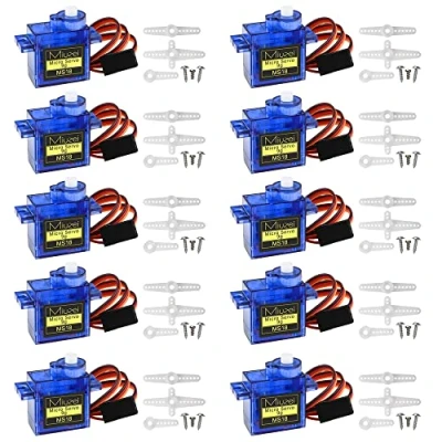 Abbildung von Miuzei 9G Micro Servo Motor für RC Robot Arm/Hand/Gehen Hubschrauber Boot Flugzeug Helikopter Auto Fahrzeugmodelle Steuerung mit Kabel, Mini Modellbau Arduino (10 *Blau)