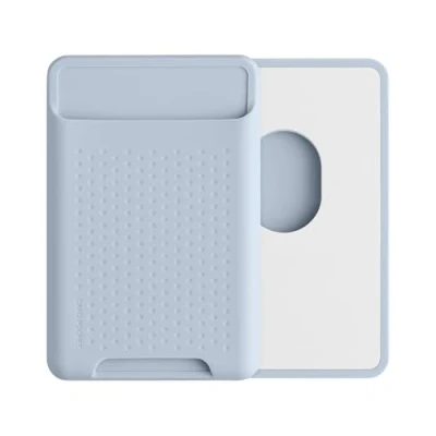 Abbildung von kwmobile Kartenhalter kompatibel mit Apple iPhone 16/15 / 14/13 12 Serie Kartenfach Halter magnetisch Handy Kartenetui MagSafe Hellblau