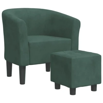 Abbildung von vidaXL Clubsessel, Sessel mit gepolstertem Sitz Armlehnen, Cocktailsessel Fußhocker, Loungesessel Relaxsessel Polstersessel, Dunkelgrün Samt