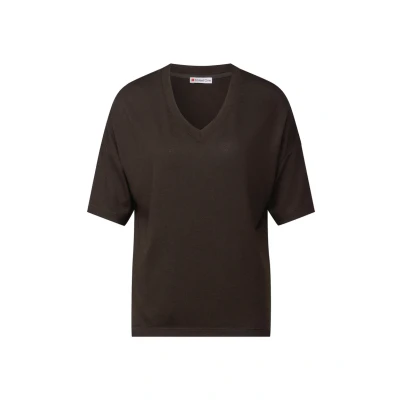 Abbildung von Street One LOOK Vneck Tshirt basic, Damen, Größe: 34, Braun