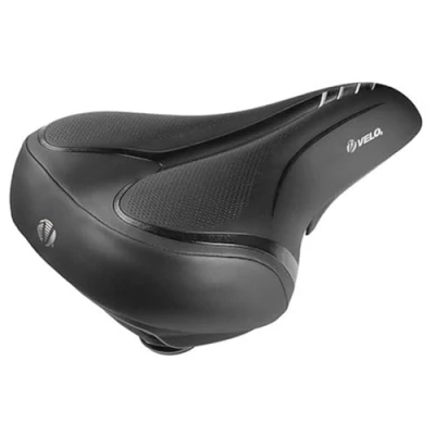Abbildung von Velo Fit Townie City Sattel, Komfort Fahrradsattel, Toruingsattel, O Zone Base Cut, stoßabsorbierende Elastormerfederung, stabile 2 Komponentenschale, 268x199mm, schwarz