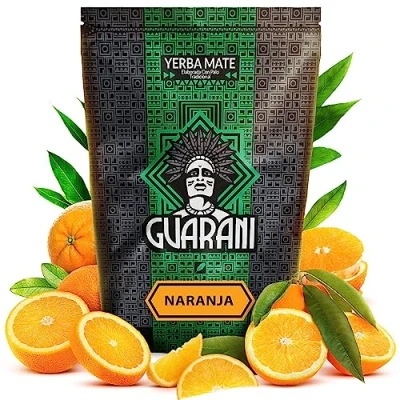 Abbildung von Guarani Naranja Mate Tee aus Paraguay 500g Hoher Gehalt an natürlichem Koffein Enthält Vitamine, Mineralien, Antioxidantien, anregender