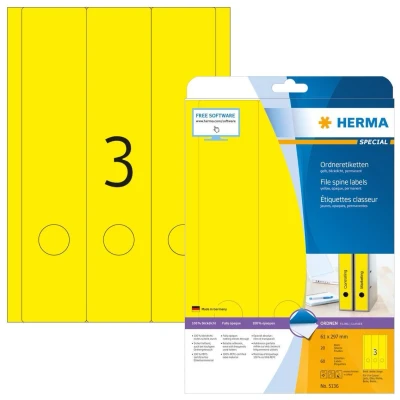 Abbildung von HERMA Ordneretiketten 61,0 x 297,0 mm gelb