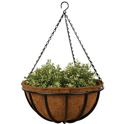 Abbildung von Esschert Design Hanging Basket mit Metallgestell, Ø 35 cm, Kokoseinlage, Höhe 13 Aufhängekette