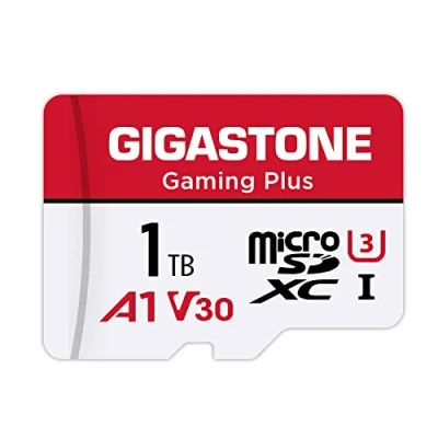 Abbildung von GIGASTONE 1TB Gaming Plus Serie Speicherkarte, Geschwindigkeit bis zu 150/120 MB/s, für Switch, Steam Deck, Spielekonsole, 4K Video A1 V30 U3 MicroSDXC mit SD Adapter