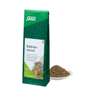 Abbildung von Salus Baldrianwurzel Tee 1x 120 g Beutel lose Arzneitee Valerianae radix pflanzliches Beruhigungsmittel bei Unruhezuständen und nervös bedingten Einschlafstörungen bio