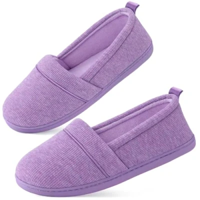 Abbildung von EverFoams Damen Gemütliche Memory Foam Hausschuhe, Leichte Frottee Halbschuhe mit Rutschfester Gummisohle Lila,37 EU