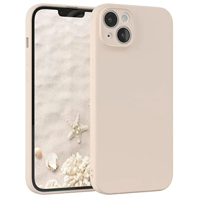 Abbildung von EAZY Case Silikonhülle für iPhone 14 Plus Hülle Silikon Beige weich stoßfeste Handyhülle Schutzhülle mit Kameraschutz Dünn Premium Schutz Cover TPU Phone Bumper in Taupe