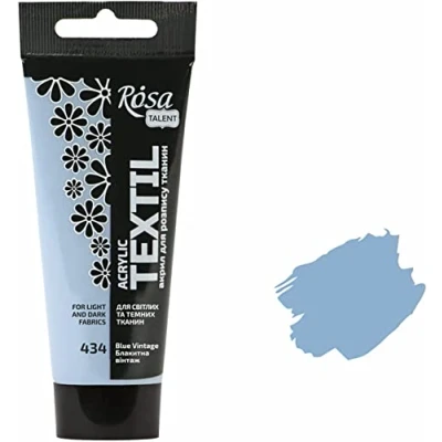Abbildung von Krevo Art Stoffmalfarben Stofffarben Waschfest Textilfarbe vintage blau Acrylfarbe Wasserbasis 60ml Tube waschmaschinenfest zum Fixieren Intensiv deckend für helle und dunkle Stoffe
