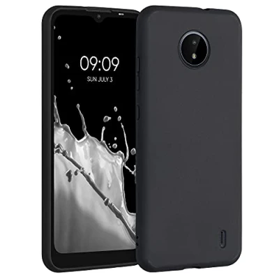 Abbildung von kwmobile Hülle kompatibel mit Nokia C20 / C10 weiches TPU Silikon Case Cover geeignet für kabelloses Laden Schwarz