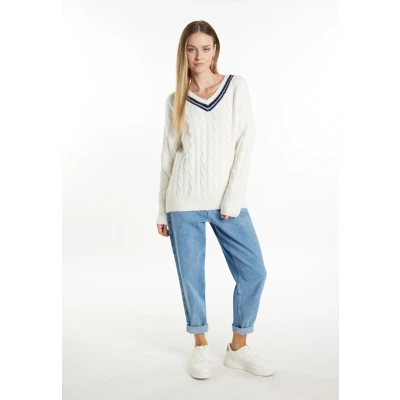 Abbildung von Dreimaster Boundry Strickpullover, Damen, Größe: XL/XXL, Wollweiss marine