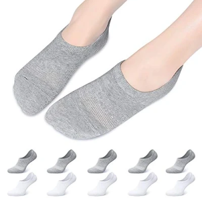 Abbildung von Falechay Sneaker Socken Damen Füßlinge Herren No Show Sneakersocken Anti Rutsch Unisex Weiß Grau 35 38