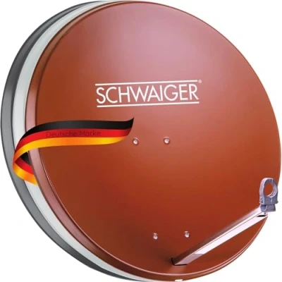Abbildung von SCHWAIGER 203 Satellitenschüssel SAT Antenne Satelliten Anlage Offset LNB Tragarm Masthalterung Schüssel Aluminium 74,5 x 84,5 cm Ziegelrot