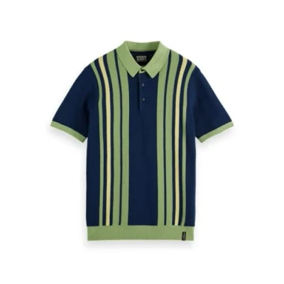 Abbildung von Scotch &amp; Soda Men&#039;s Knitted Polo Shirt, Atlantic Blue, L